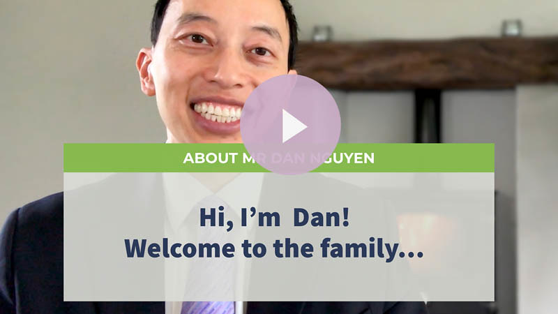 A thumbnail of a welcome video using a portrait of Dan Nguyen.